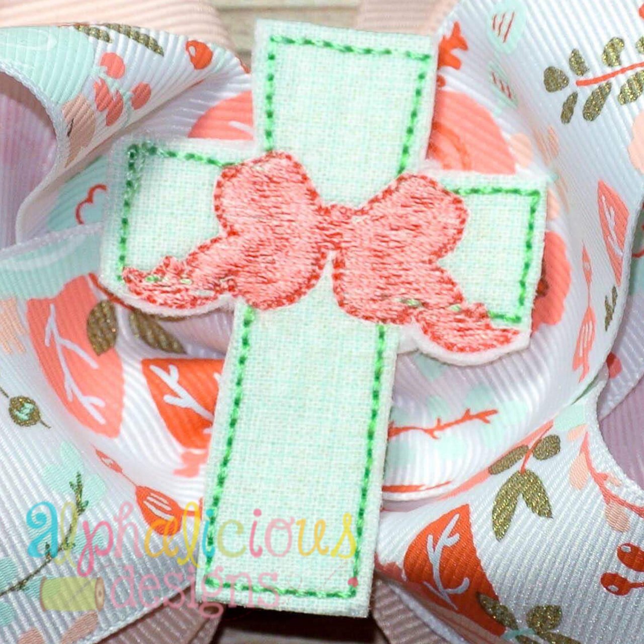 Cross with Bow Feltie - Triple Bean