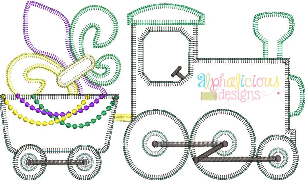 Mardi Gras Train Applique Design- Blanket
