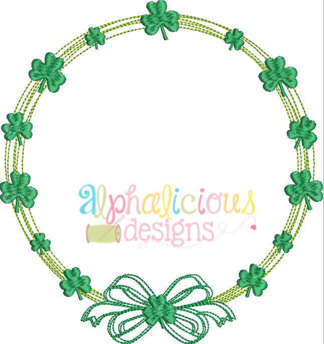 Vintage Scribble Shamrock Monogram frame- Embroidery