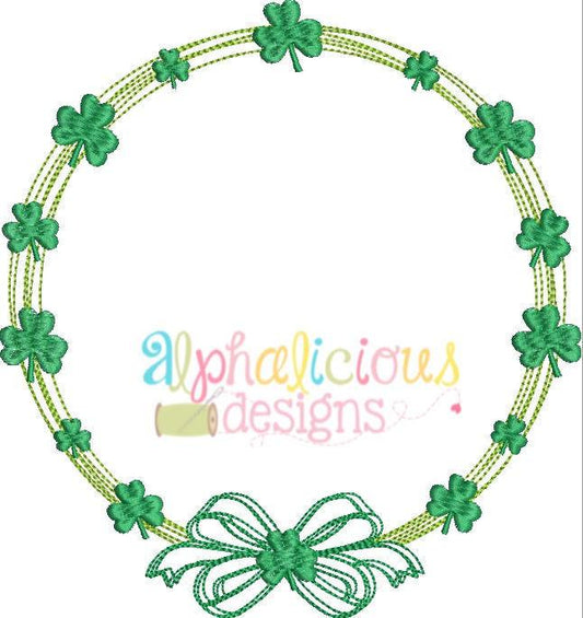 Vintage Scribble Shamrock Monogram frame- Embroidery