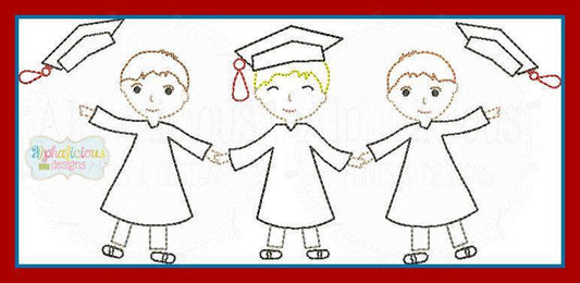 Vintage Graduate boy Paper Dolls Embroidery