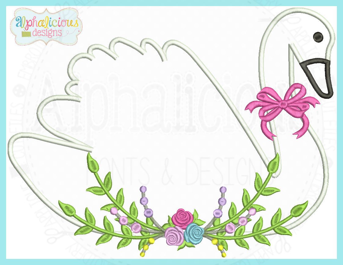 Floral Swan Applique