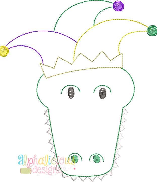 Mardi Gras Jeter Gator Alphalicious Designs - Triple Bean