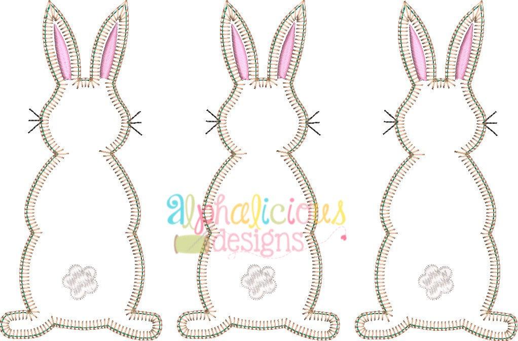 Cottontail Three In A Row Applique - Blanket