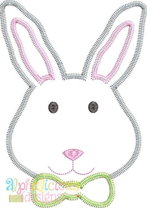 Mr.Bunny with Bow Tie Applique -ZigZag