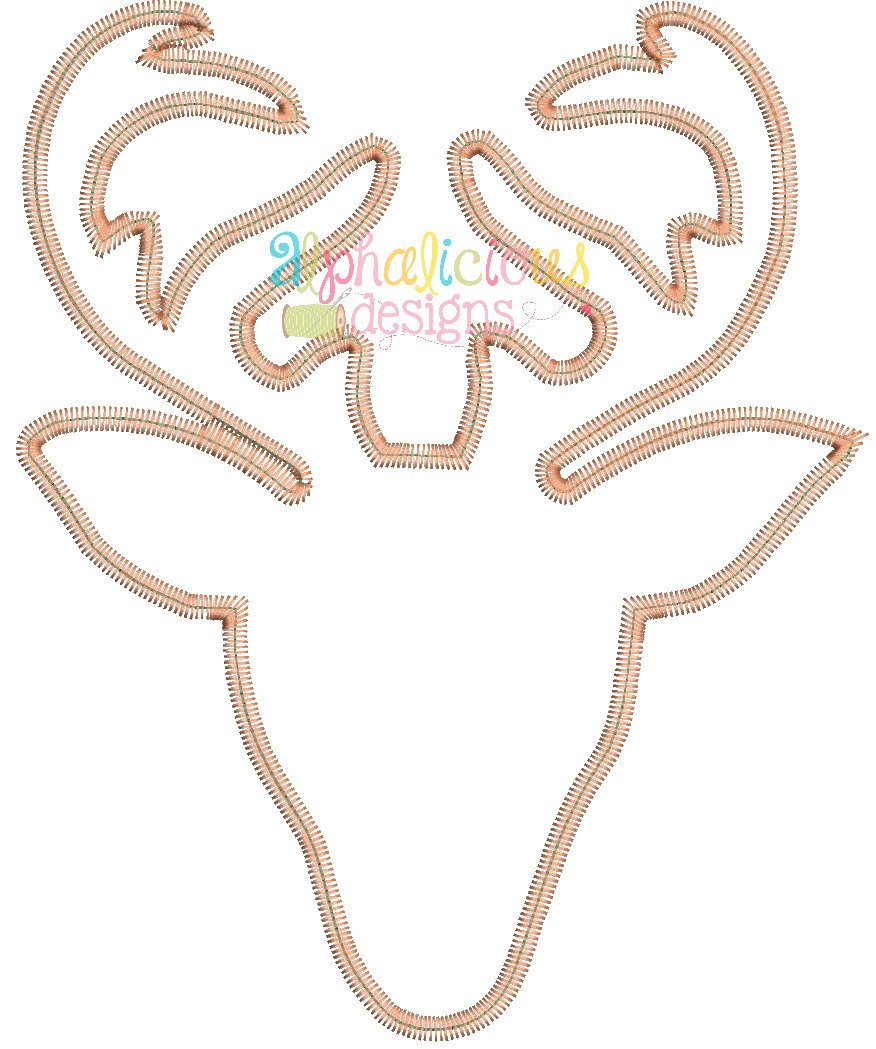 Simple Deer Head Applique-Zig-Zag
