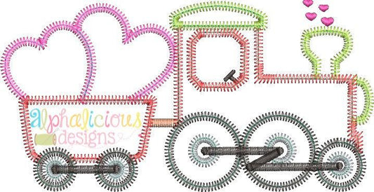 Valentine Train Applique Design- ZigZag