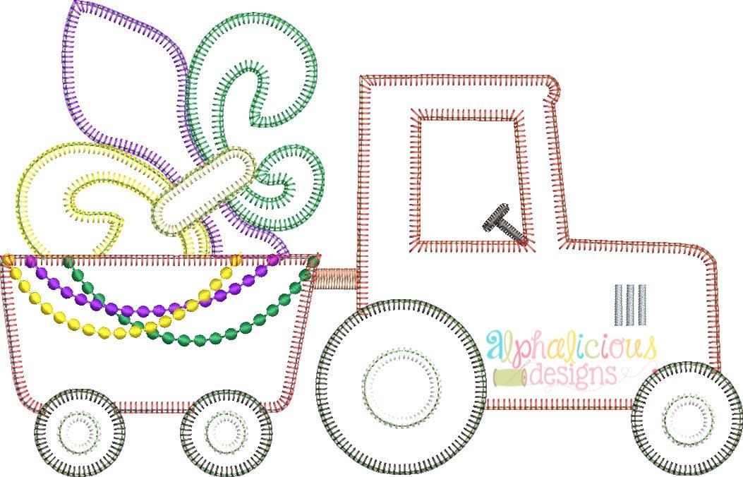Mardi Gras Tractor Applique Design- Blanket