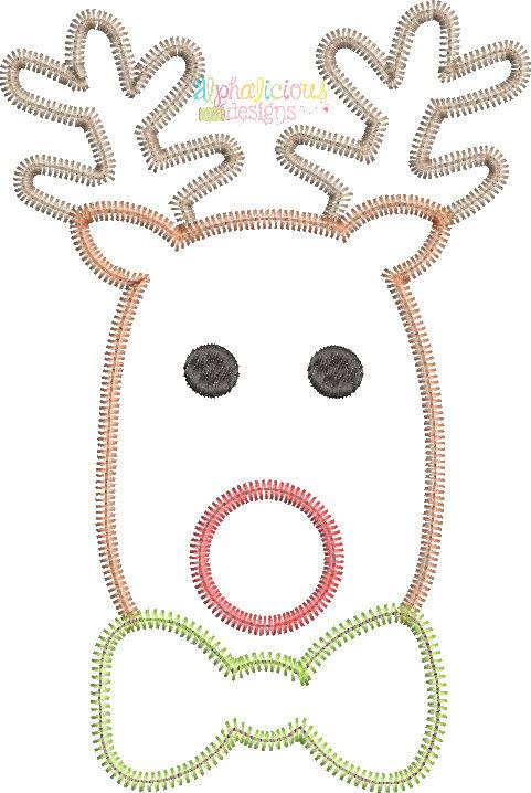 Mr. Red Nosed Reindeer- Zig Zag- Applique