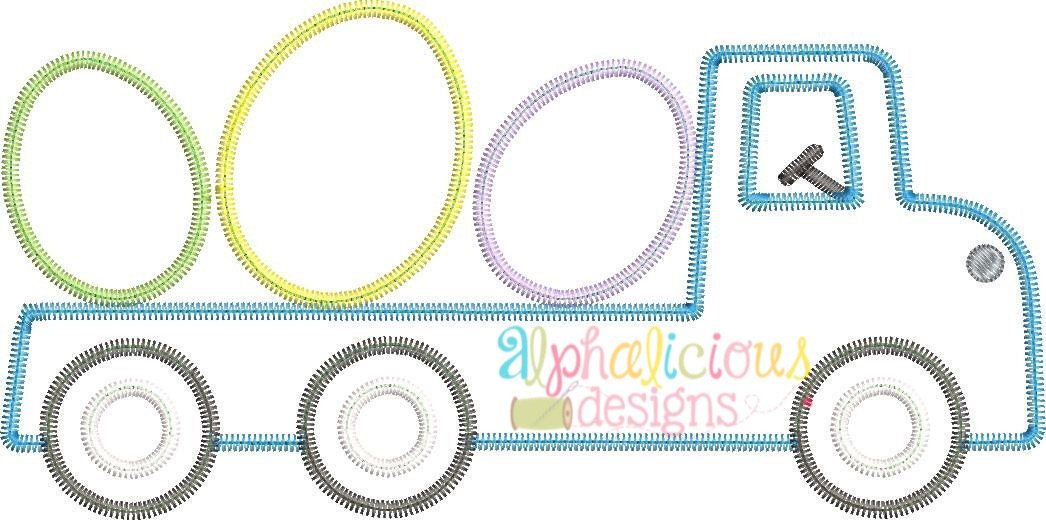 Flatbed Truck with Easter Eggs Applique - Zig Zag