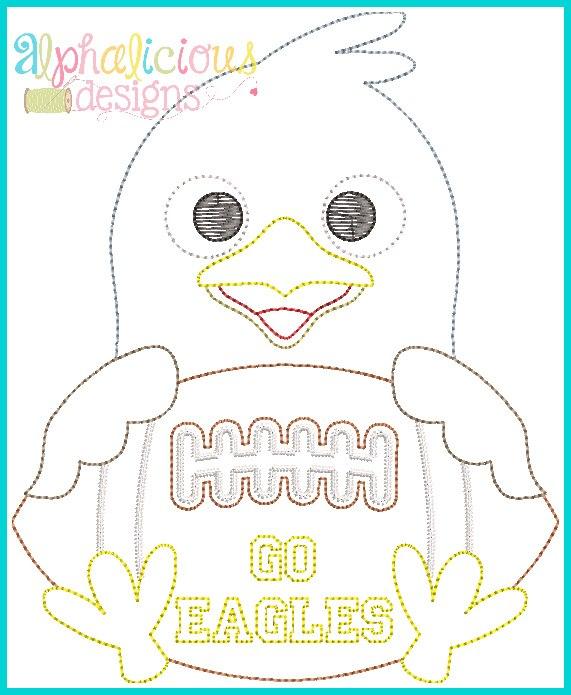 Eagle Football Mascot Vintage Embroidery Design