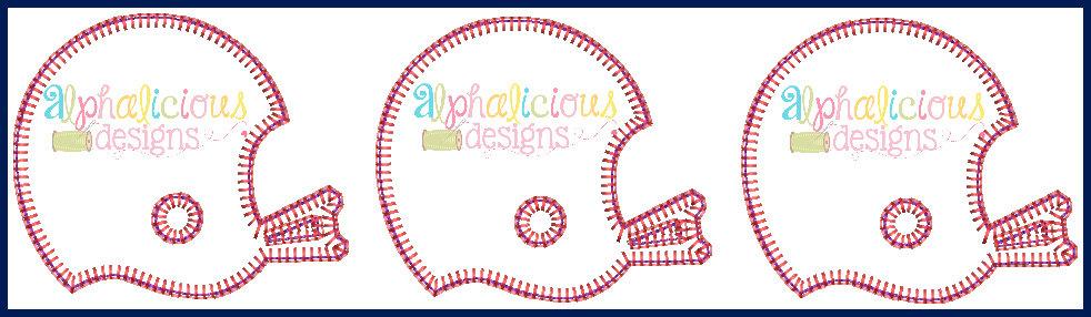 Football Helmet-Three In A Row-Applique