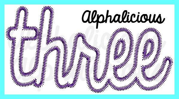 THREE- Cursive Applique Font