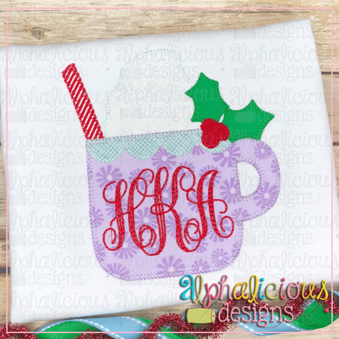 Holiday Latte Cup Applique- Zig Zag