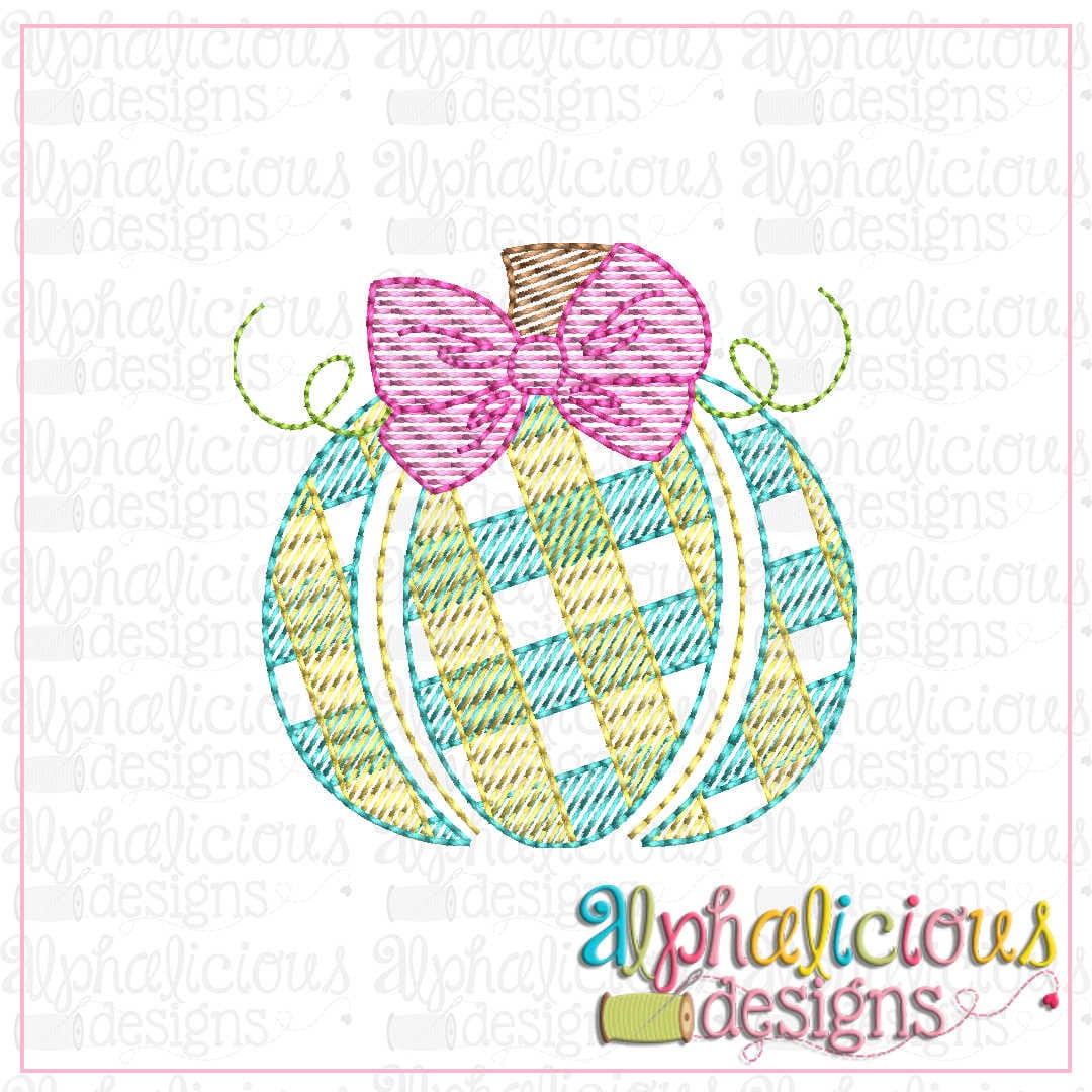 Buffalo Check Pumpkin with Bow- MINI Sketch