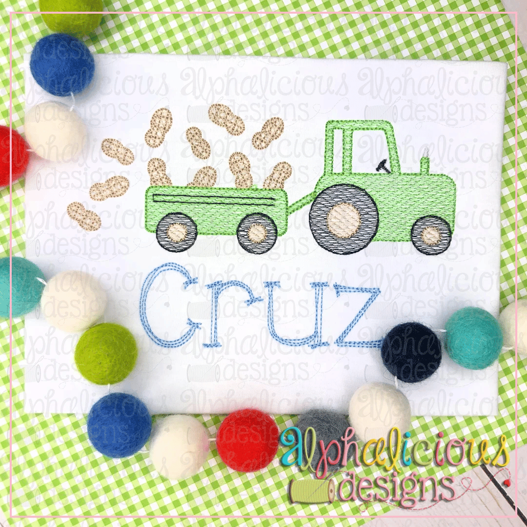 Farm Tractor with Peanuts-Sketch