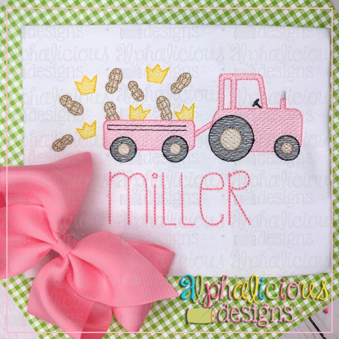 Farm Tractor with Peanuts and Crown-Sketch