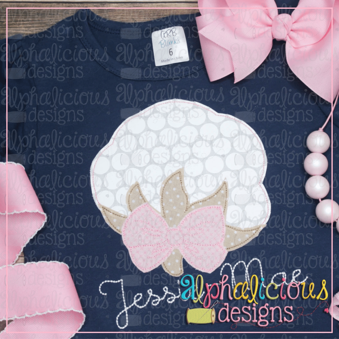 Cotton Boll with Bow-Triple Bean