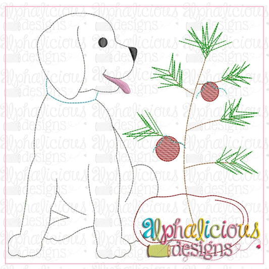 Pup with Tree-Triple Bean