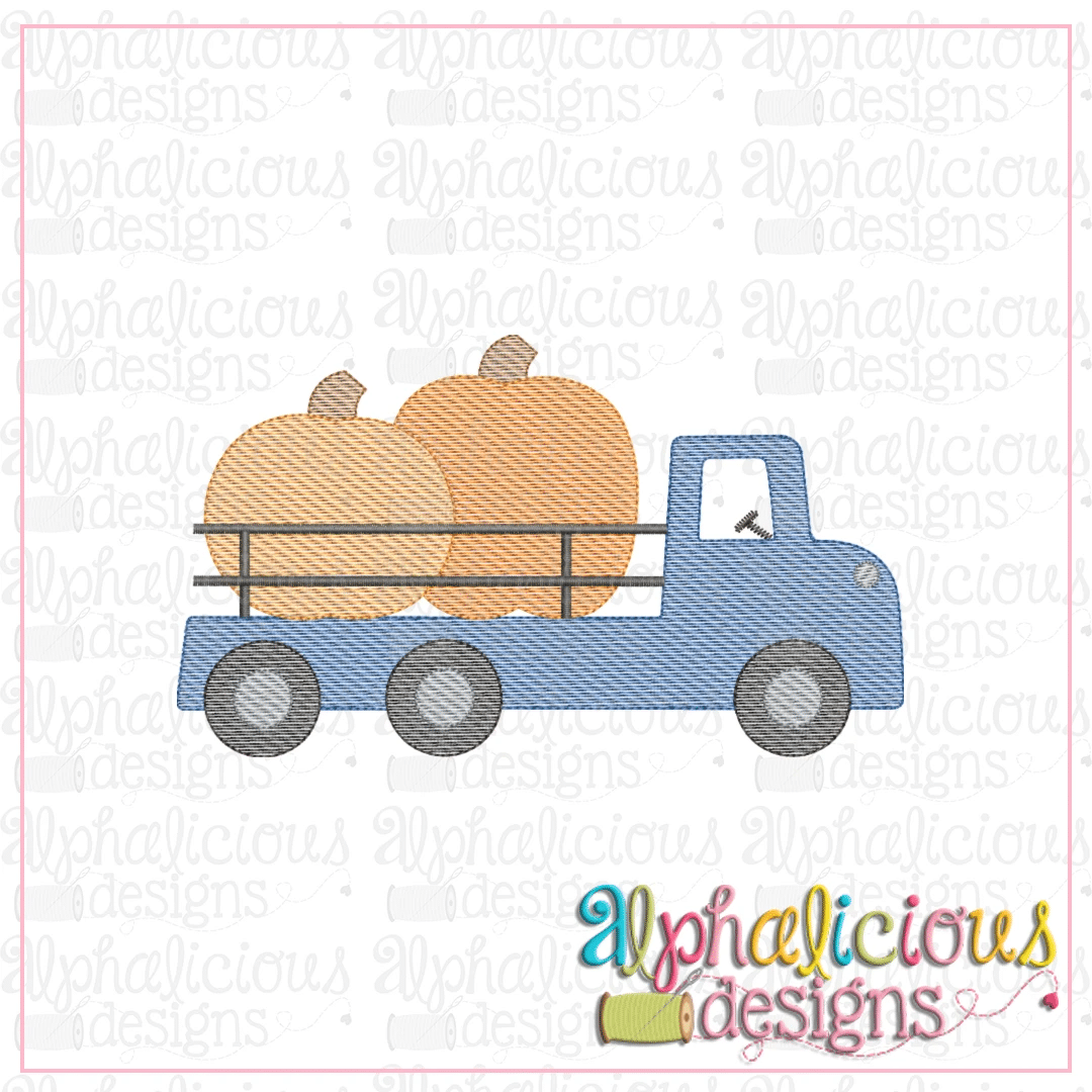 Flatbed Pumpkin Truck with Rails-Sketch
