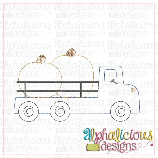 Flatbed Pumpkin Truck with Rails-Triple Bean