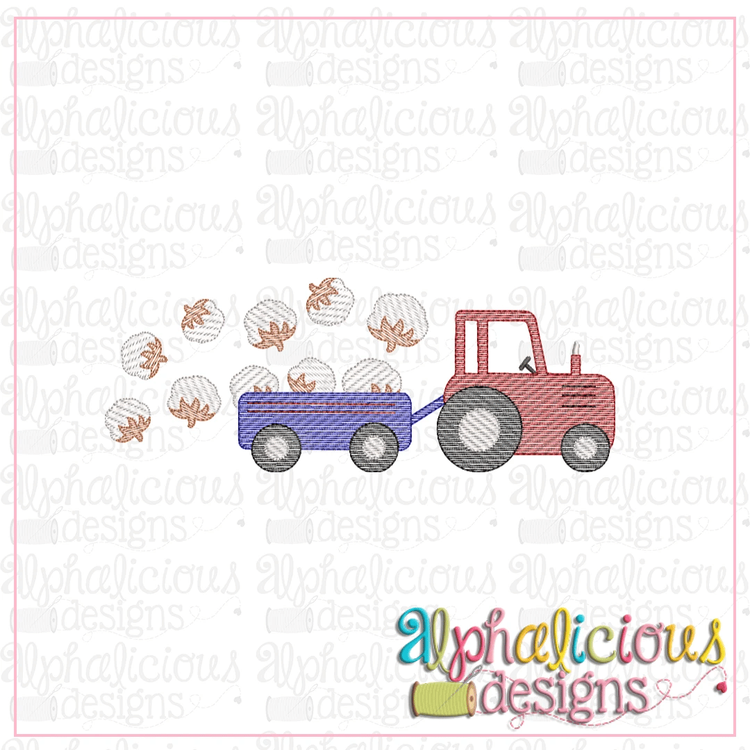Farm Tractor with Cotton-Sketch