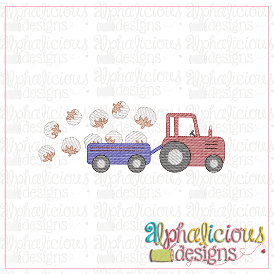 Farm Tractor with Cotton-Sketch