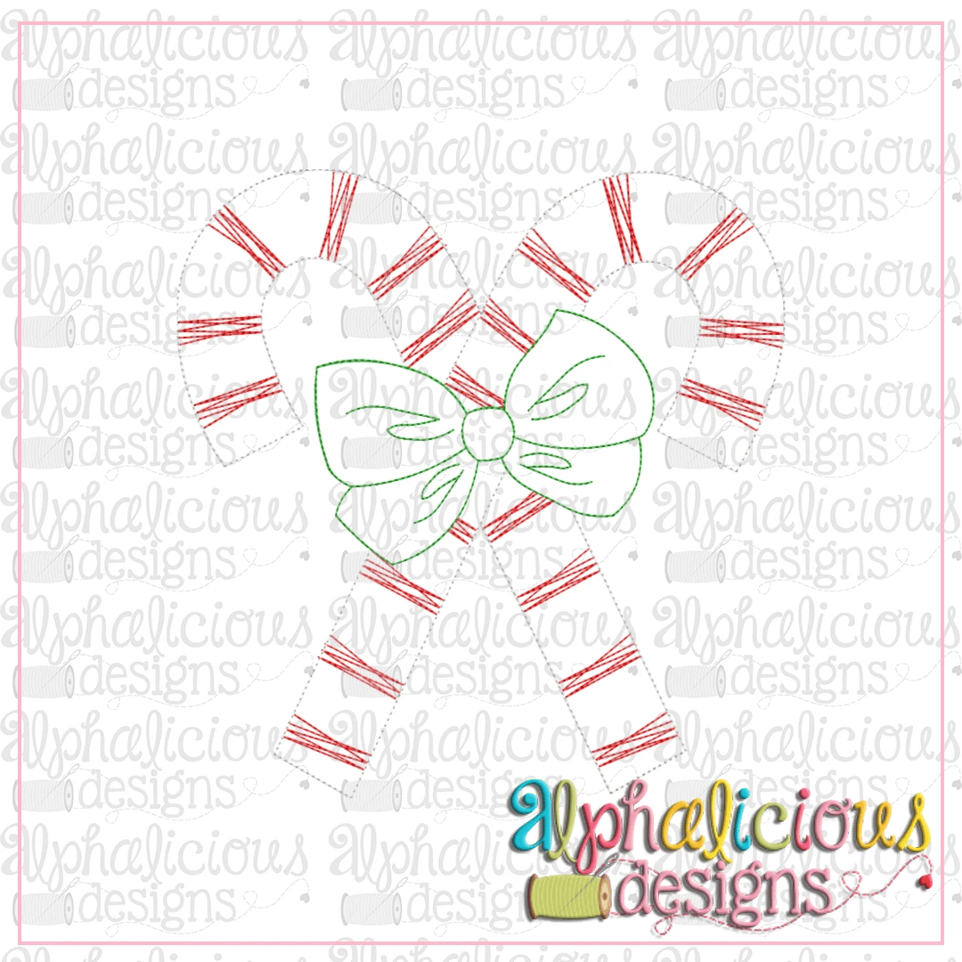Candy Canes with Bows-Triple Bean