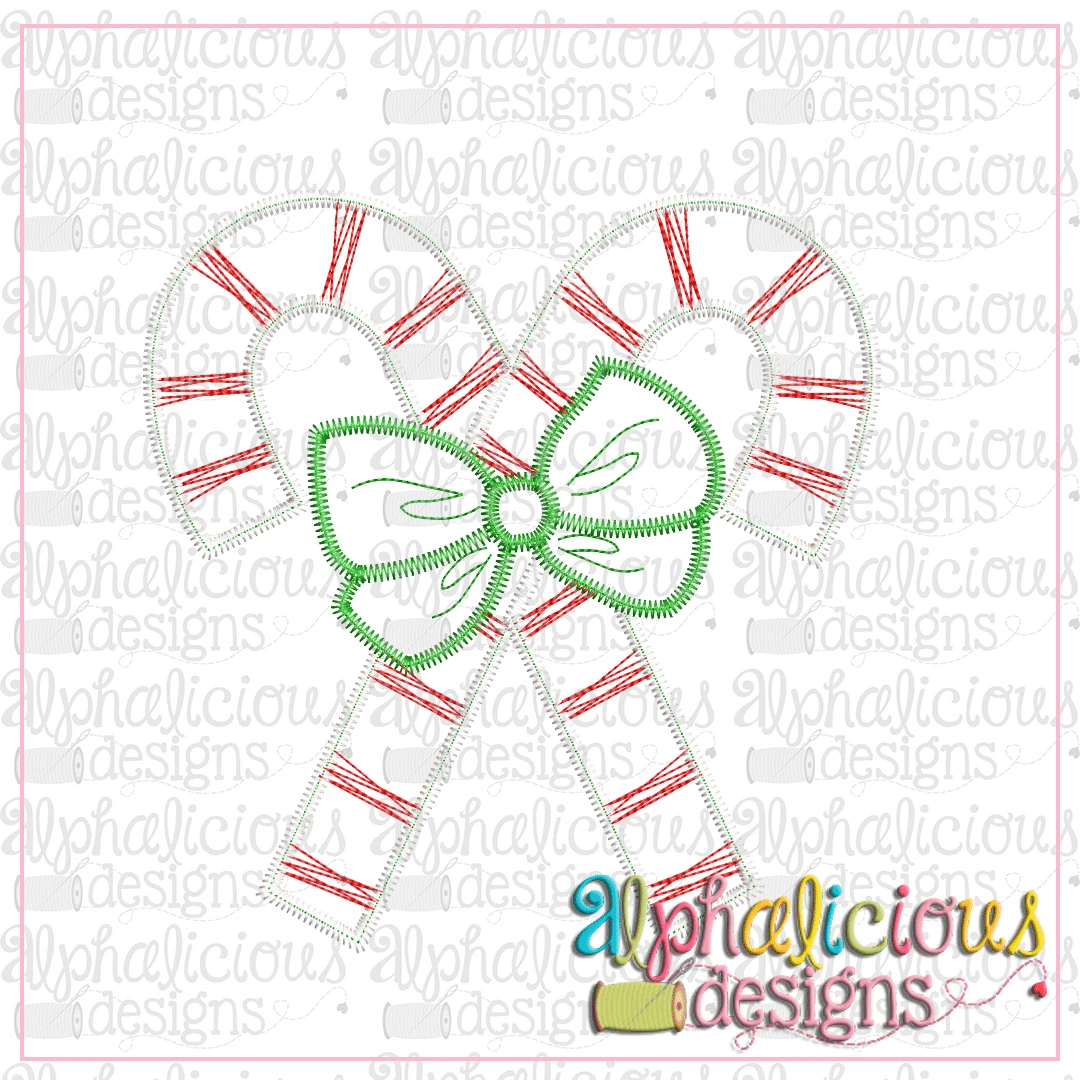 Candy Canes with Bows-Zig Zag