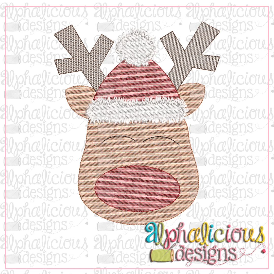 Red Nose Reindeer with Hat - Sketch