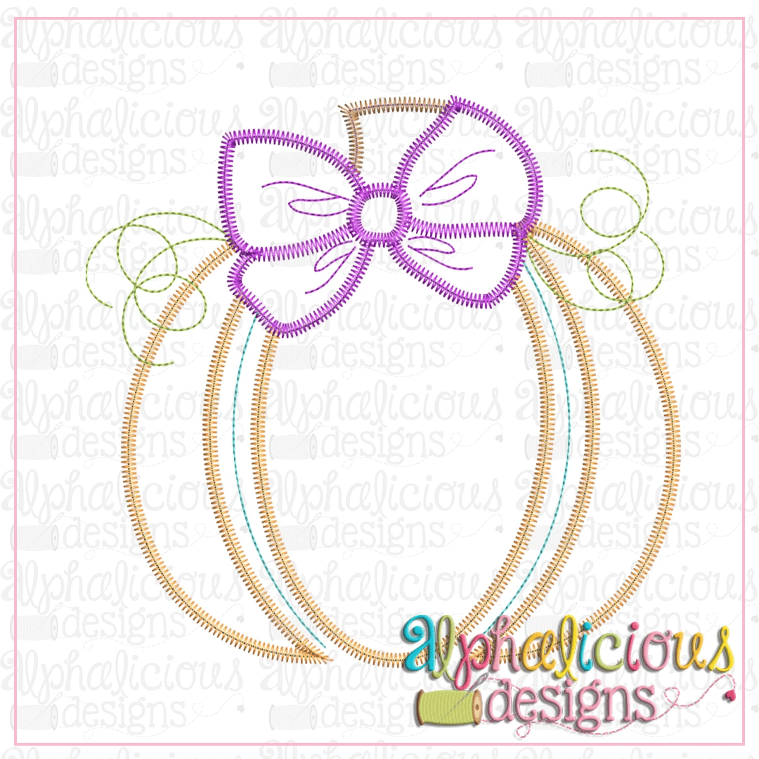 Split Pumpkin with Bow-Zig Zag