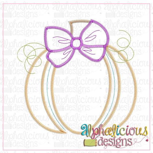 Split Pumpkin with Bow-Zig Zag