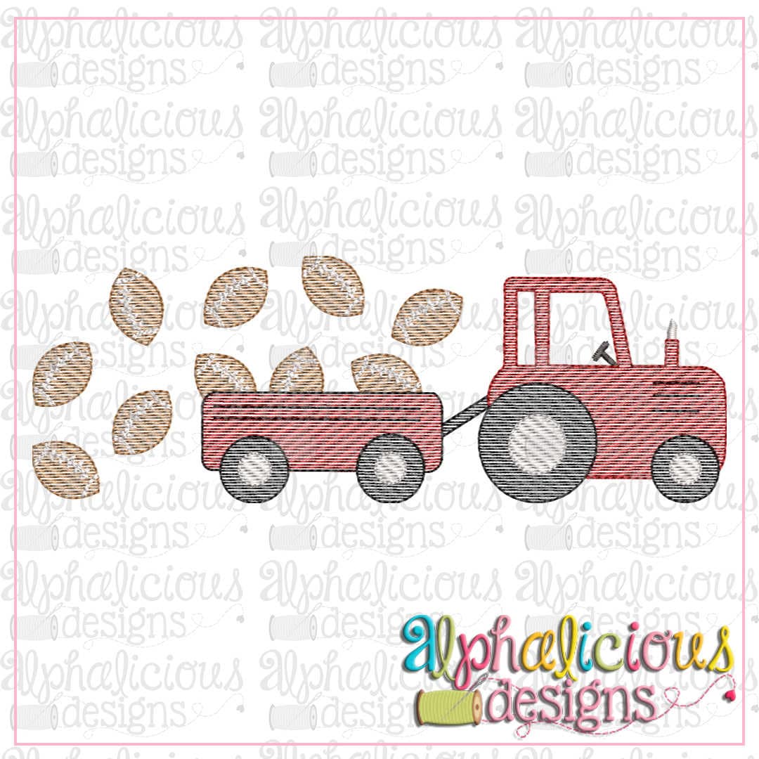 Farm Tractor with Footballs- Sketch