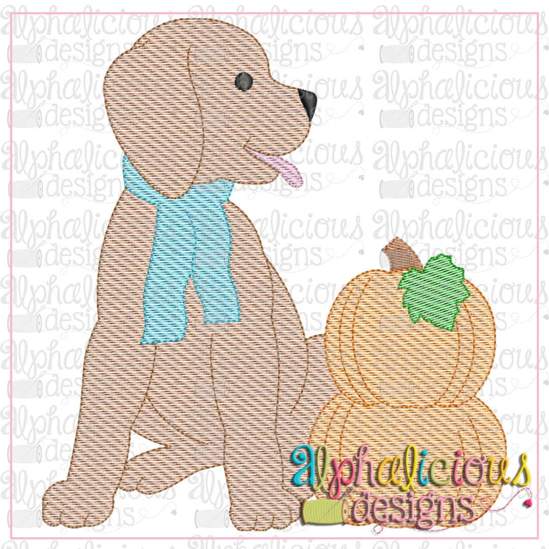 Pup with Pumpkins-Sketch