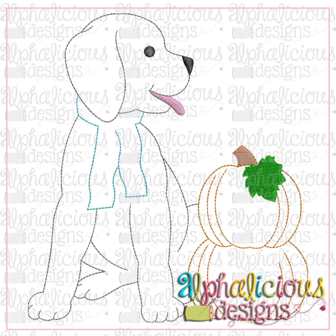 Pup with Pumpkins-Triple Bean