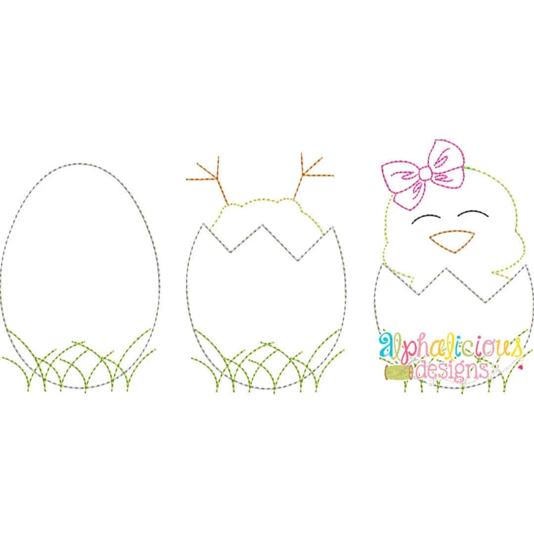 Chicks in Eggs with Bow- Triple Bean