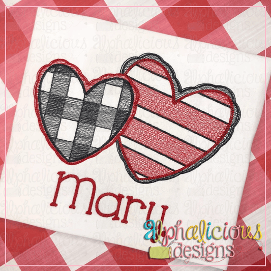 Buffalo Check and Stripes Hearts-Sketch