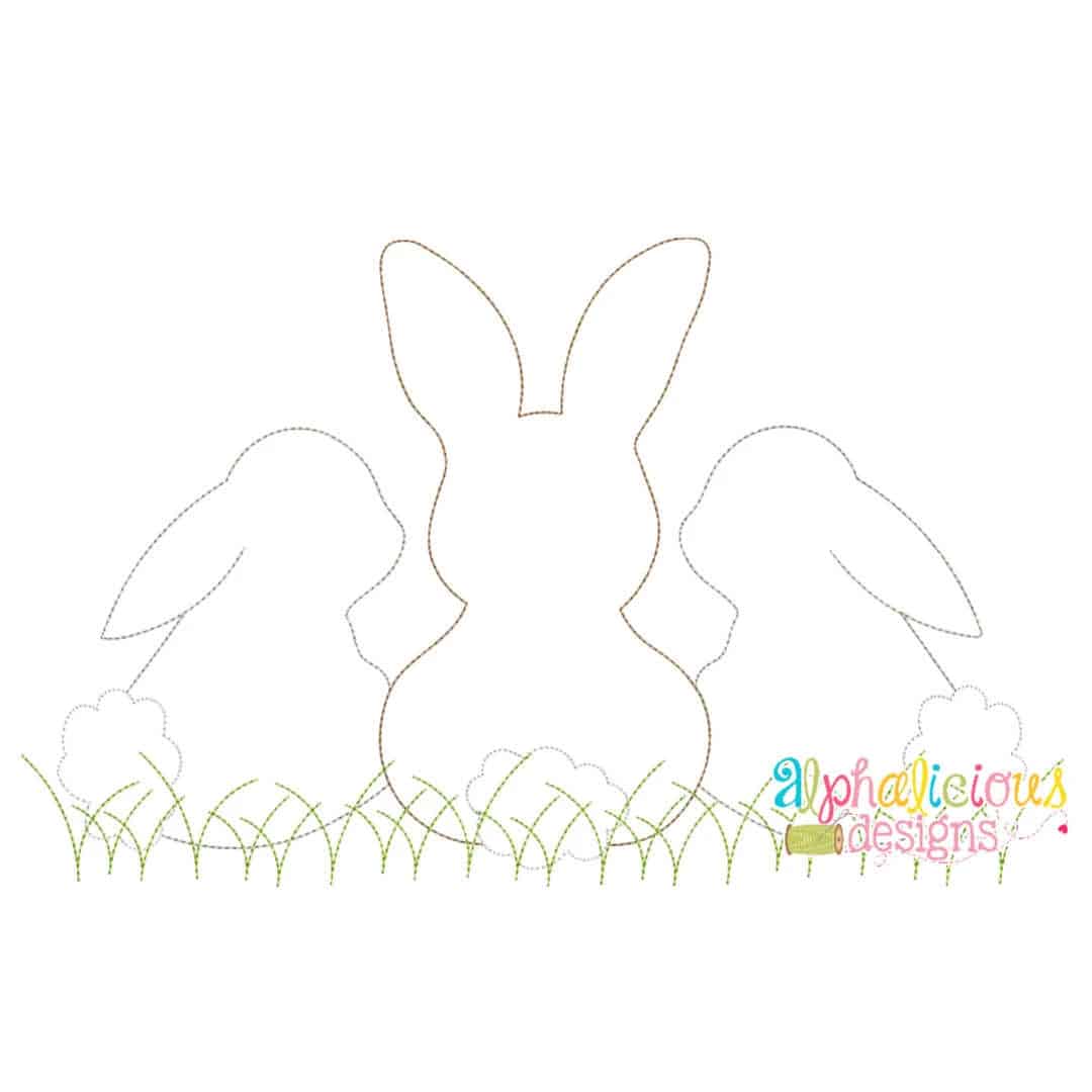 Sweet and Simple Bunny Trio- No Bow- Triple Bean