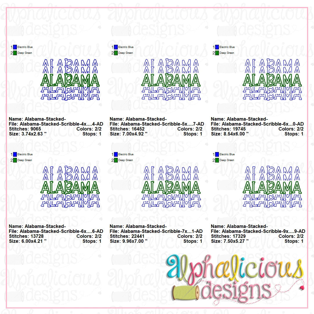 Alabama Stacked-Scribble