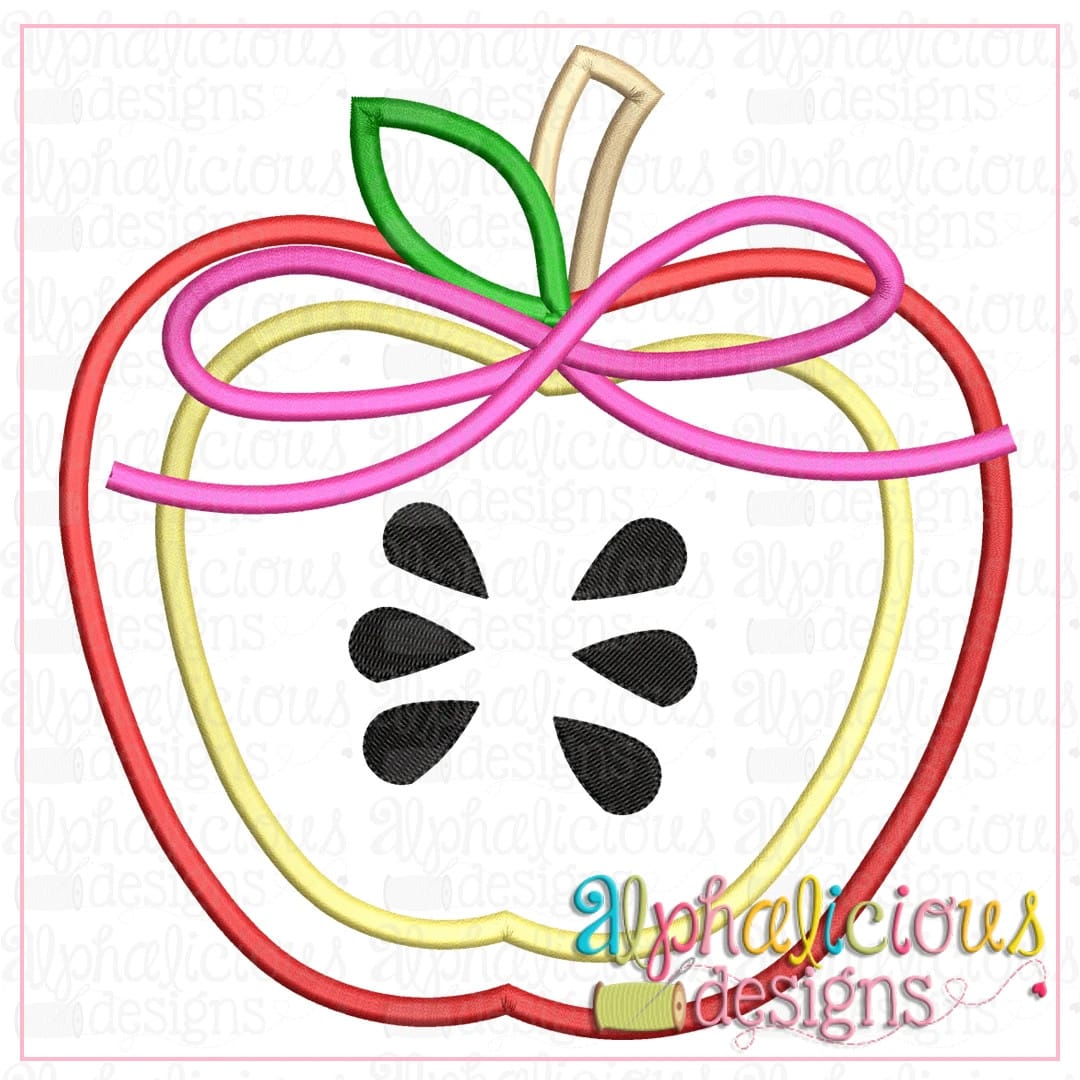 Apple Half with Bow-Satin