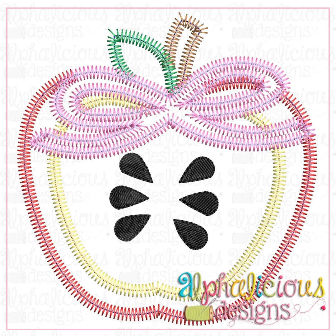 Apple Half with Bow-ZigZag