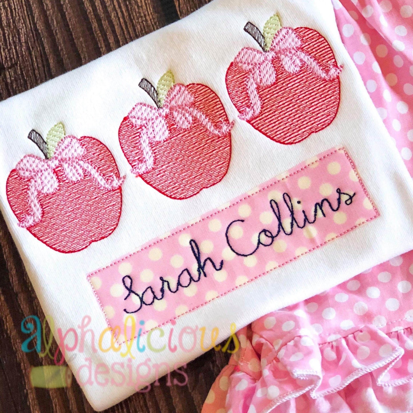 Apple With Bow Three In A Row-Sketch