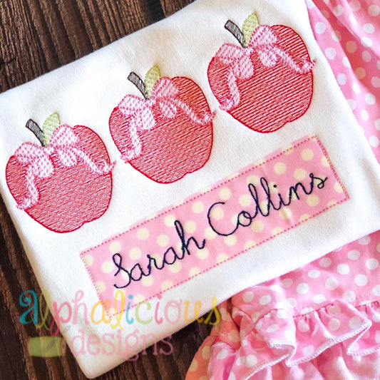 Apple With Bow Three In A Row-Sketch