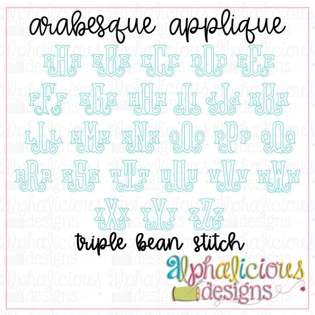 Arabesque Applique Monogram Font-Triple Bean