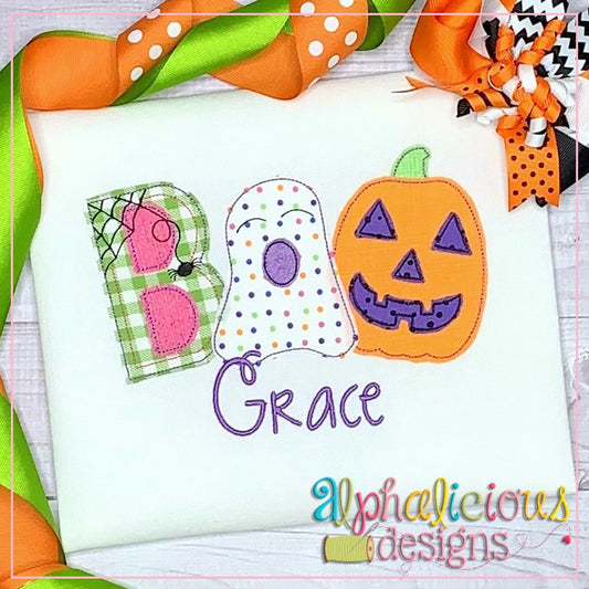 BOO with Ghost and Pumpkin-Triple Bean
