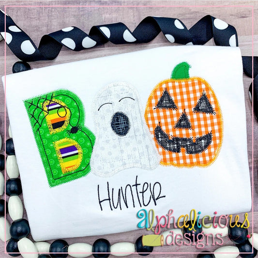 BOO with Ghost and Pumpkin-ZigZag