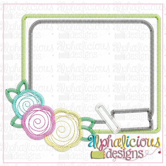 Back To School Floral Blackboard-Zig Zag