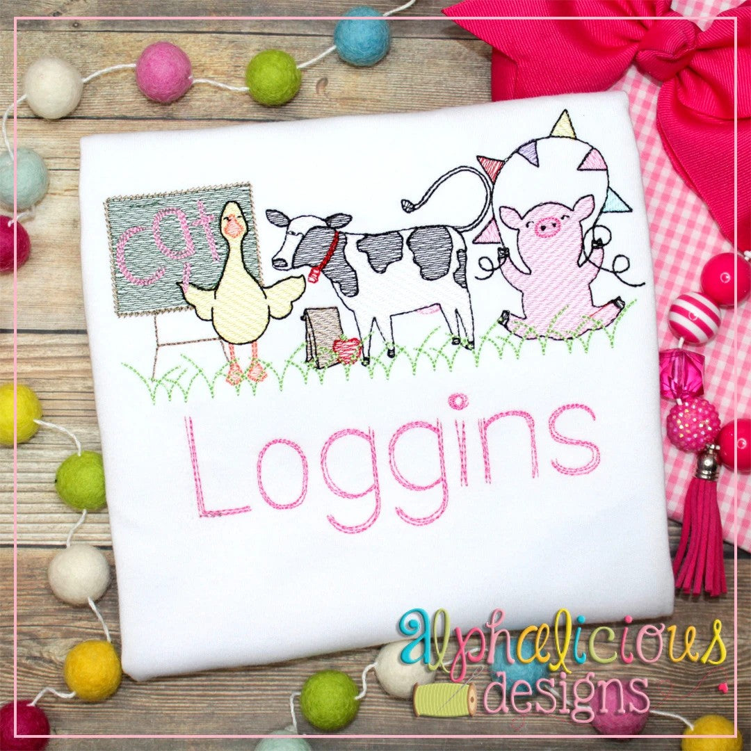 Back to School Farm Animals-Sketch