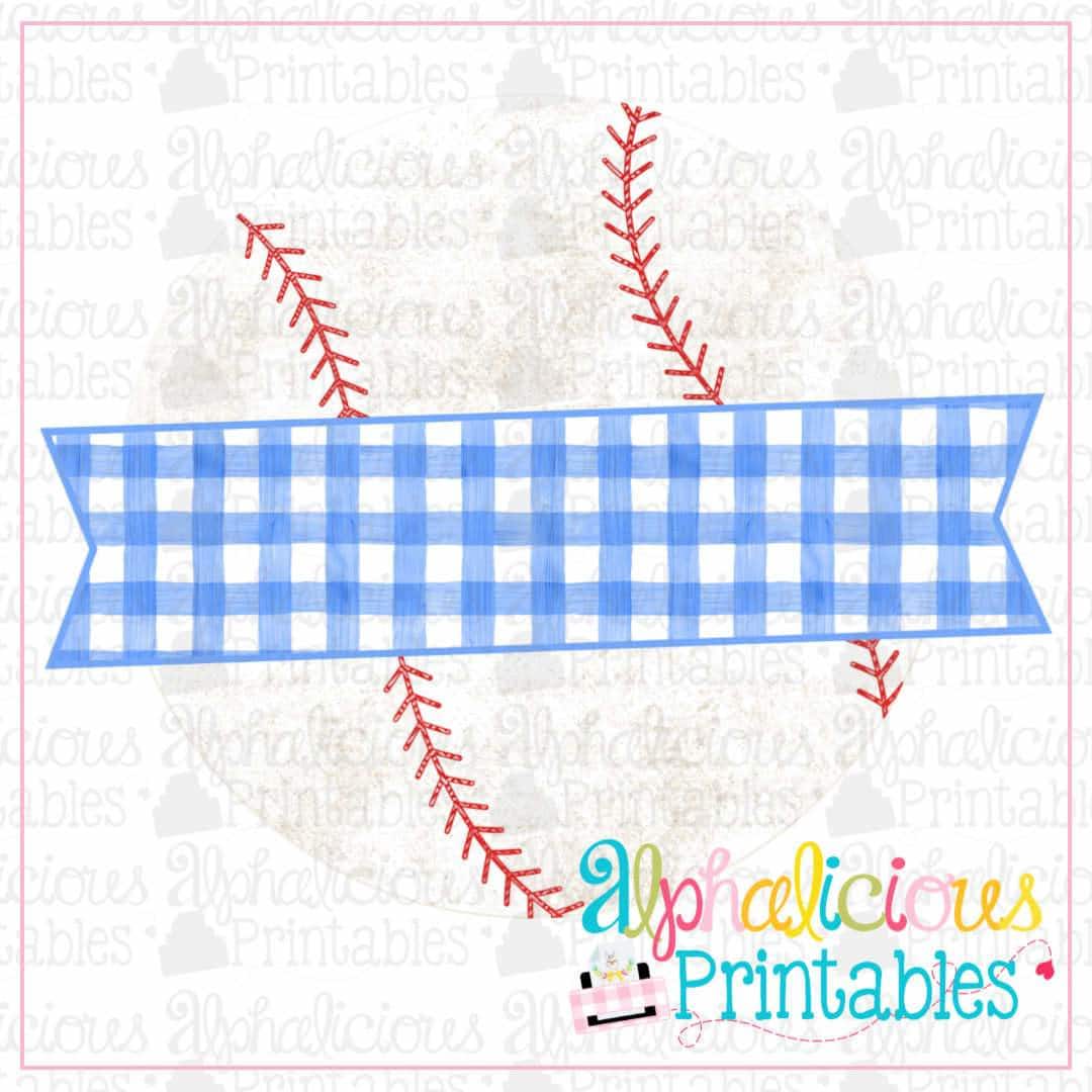 Ball and Banner-Blue Gingham-Printable