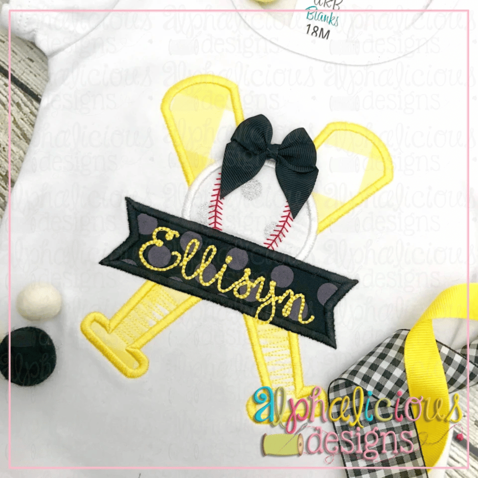 Baseball, Bat, and Banner-Satin